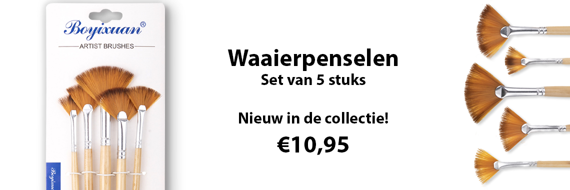Waaierpenselen set van 5 stuks