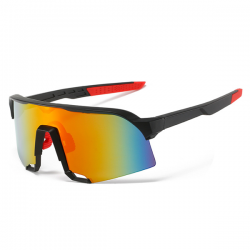 Fietsbril - Sportbril - Racefiets - Mountainbike - MTB - Zwart - Goud Rood Spiegel