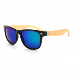 Houten Wayfarer Groen Blauw Spiegel