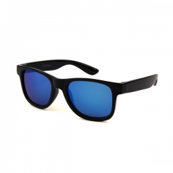 Kinder Wayfarer Zwart - Blauw Spiegel