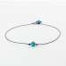 Lederen ketting met twee Blauwe kralen