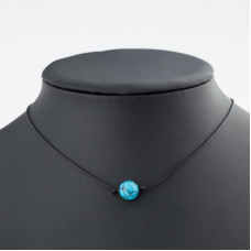 Lederen ketting met twee Blauwe kralen