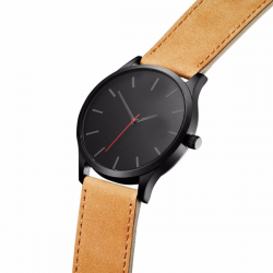 Luxe Herenhorloge - Bruine Band - Zwarte Wijzerplaat