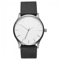 Luxe Herenhorloge - Zwarte Band - Witte Wijzerplaat