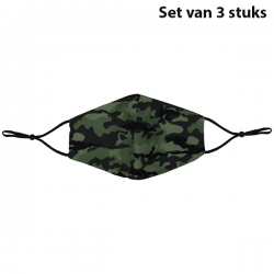 Mondkapje Camouflage - Wasbaar - Set van 3 stuks