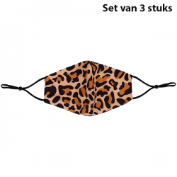 Mondkapje Leopard - Wasbaar - Set van 3 stuks