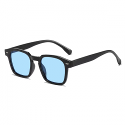 Retro Zonnebril 2026 - Zwart Frame - Blauwe Glazen
