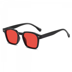 Retro Zonnebril 2026 - Zwart Frame - Rode Glazen