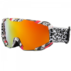 Skibril - Snowboardbril - Crossbril - Goud Rood Spiegel