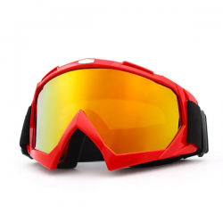 Skibril - Snowboardbril - Crossbril - Rood - Goud Rood Spiegel
