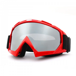Skibril - Snowboardbril - Crossbril - Rood - Zilver Spiegel