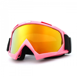 Skibril - Snowboardbril - Crossbril - Roze - Goud Rood Spiegel