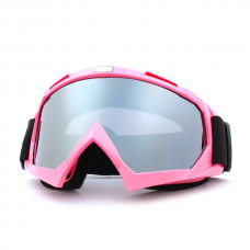 Skibril - Snowboardbril - Crossbril - Roze - Zilver Spiegel