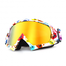 Skibril - Snowboardbril - Crossbril - Skulls - Goud Rood Spiegel