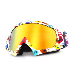 Skibril - Snowboardbril - Crossbril - Skulls - Goud Rood Spiegel