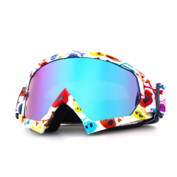 Skibril - Snowboardbril - Crossbril - Skulls - Paars Blauw Spiegel