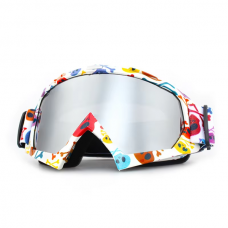 Skibril - Snowboardbril - Crossbril - Skulls - Zilver Spiegel