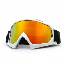 Skibril - Snowboardbril - Crossbril - Wit - Goud Rood Spiegel
