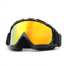 Skibril - Snowboardbril - Crossbril - Zwart - Goud Rood Spiegel