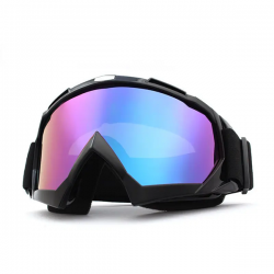 Skibril - Snowboardbril - Crossbril - Zwart - Paars Blauw Spiegel