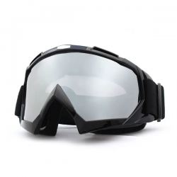 Skibril - Snowboardbril - Crossbril - Zwart - Zilver Spiegel