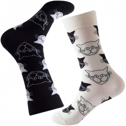 Sokken - 2 paar - Katten - Kattensokken - Zwart - Wit - Maat 37-44