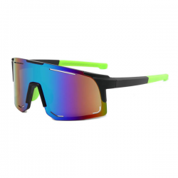 Sport Zonnebril 2024 - Fietsbril - Sportbril - Zwart Groen - Groen Blauw Spiegel