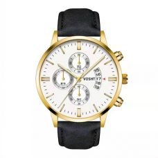 Vosht Gold White - Zwart Kunstleer - Heren Horloge