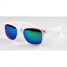 Wayfarer Wit - Groen Blauw Spiegel