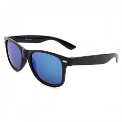 Wayfarer Zwart - Blauw Spiegel