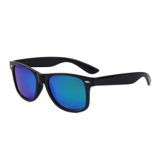Wayfarer Zonnebril Zwart Groen Blauw Spiegel - Gepolariseerd