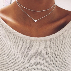 Zilveren Choker + Ketting met Hartje