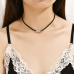 Zwarte Choker met Zilverkleurige Kralen